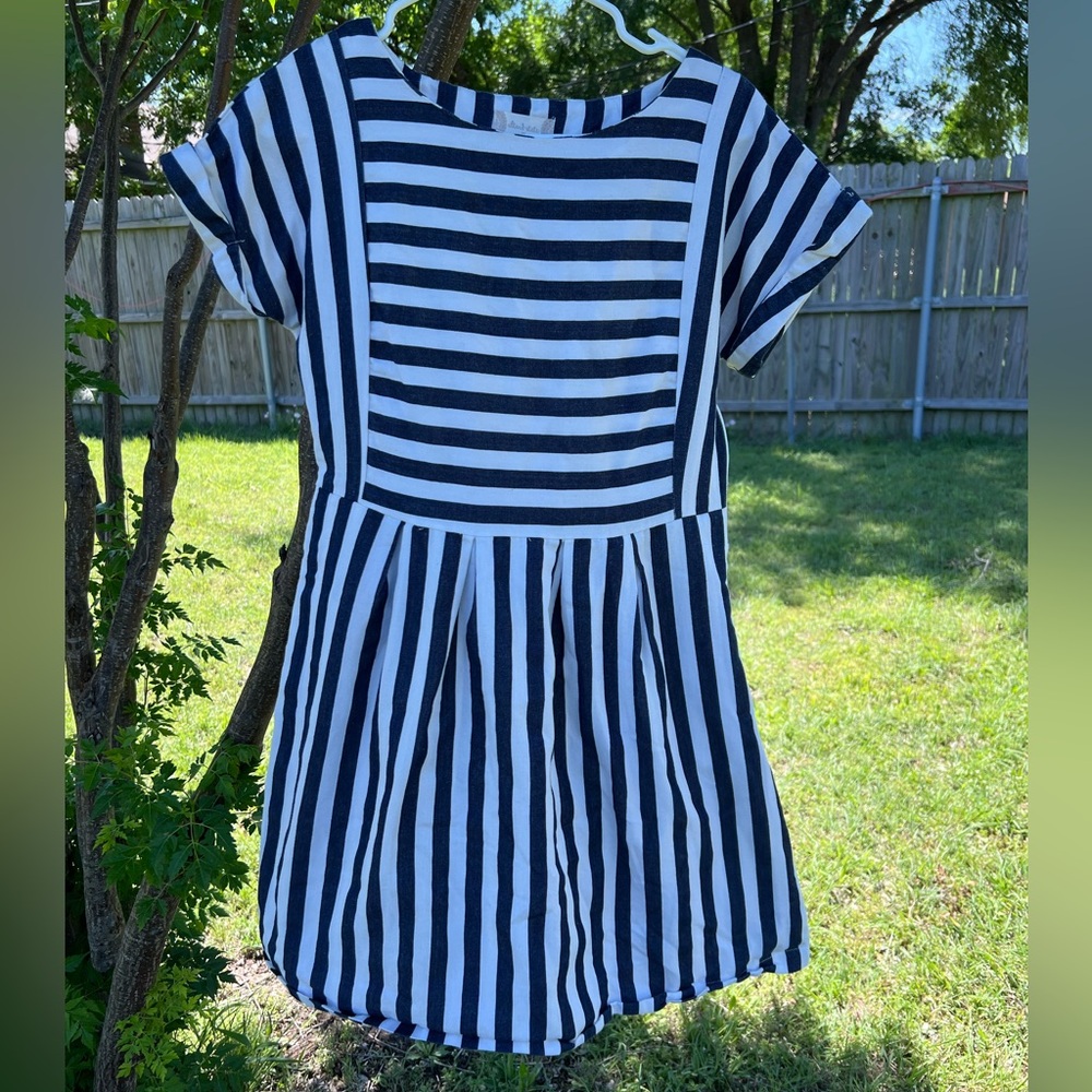 Navy and White Striped Dress